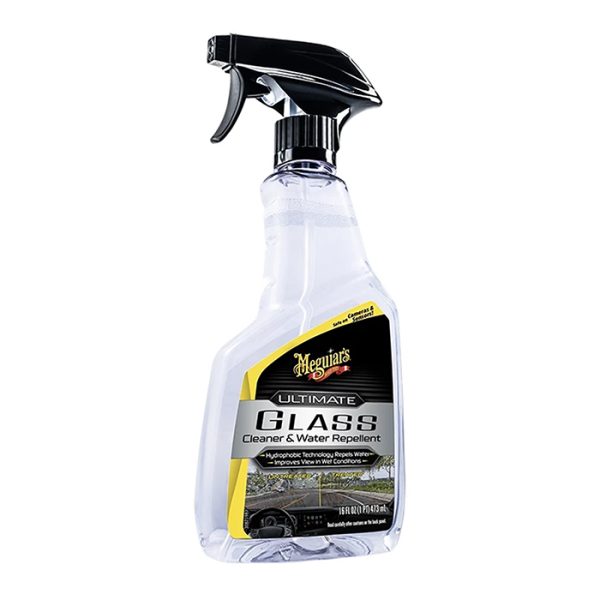 Meguiar's G240416 น้ำยาทำความสะอาดและเคลือบกระจก Ultimate Glass Cleaner & Water Repellent ขนาด 473 มล.