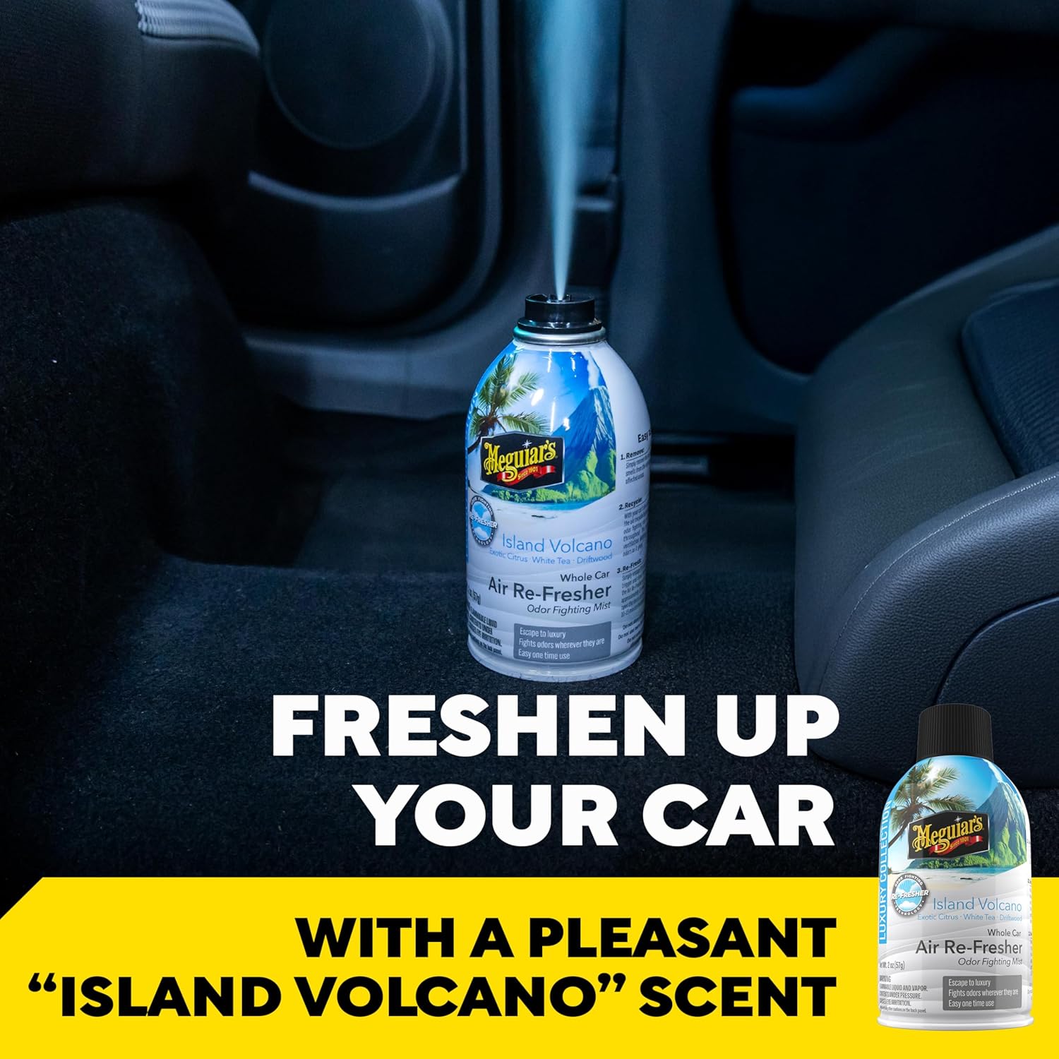 Meguiar's G262502 Air Re-Fresher Odor Eliminator (Island Volcano) 2.5 OZ.น้ำยาปรับอากาศ กำจัดกลิ่นไม่พึงประสงค์ กลิ่นไอส์แลนด์ โวลเคโน