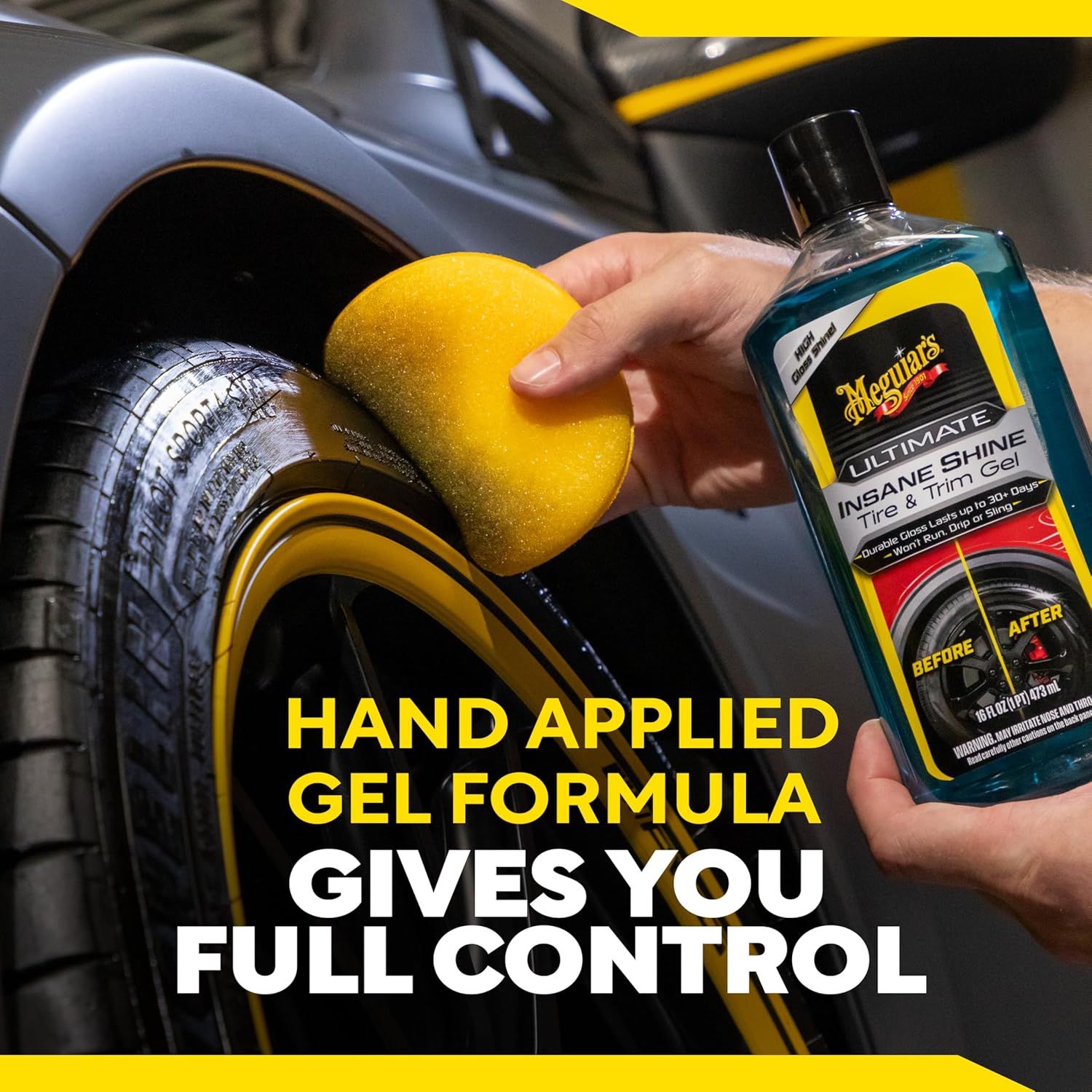 Meguiar's G262016 Ultimate Insane Shine Tire & Trim Gel น้ำยาเคลือบเงายาง ชนิดเจล สูตรเงามาก ขนาด 473 มิลลิลิตร